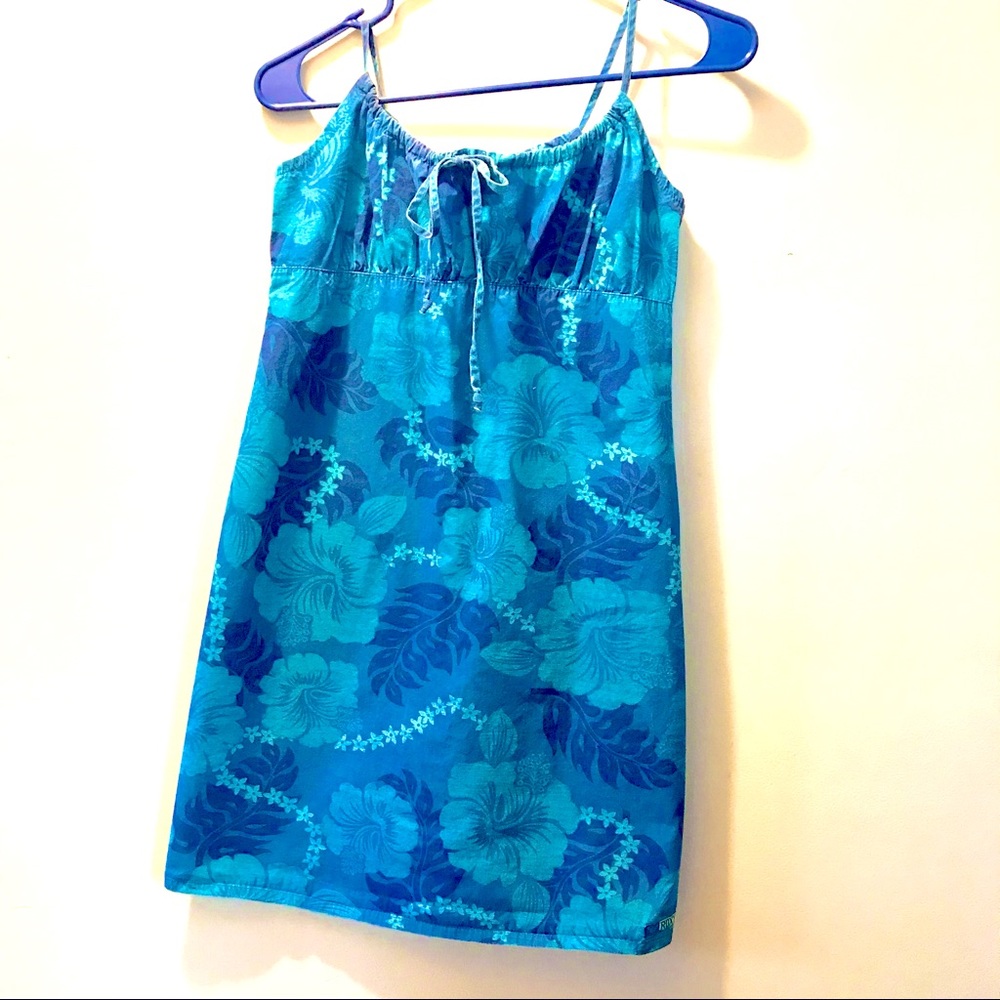 Roxy Blue Hawaiian Floral Sun Dress